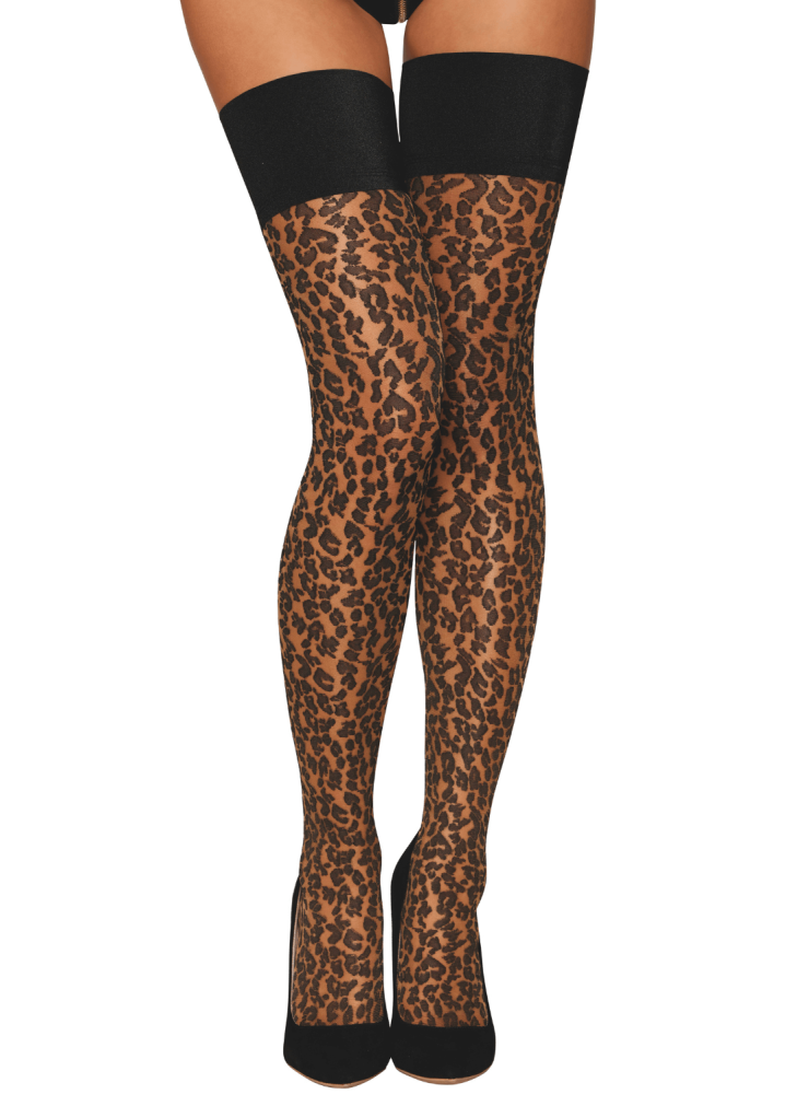 Bas autofixant imprimé léopard - DG0533NBL